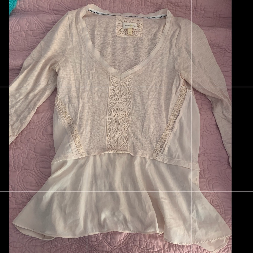 Anthropologie pale pink peplum blouse